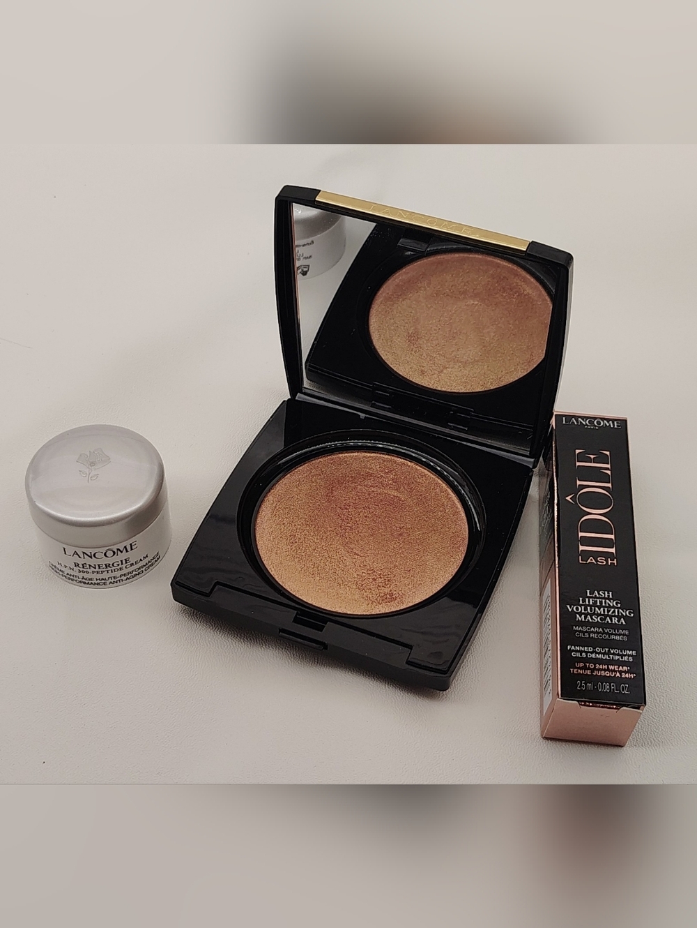 Lancôme Luminous Baked Highlighte Rose Gold w/ Peptide Cream & Mascara 3 Pieces